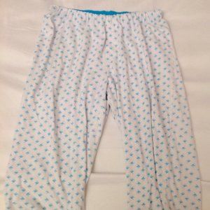 White Long Shorts with Blue Fishes